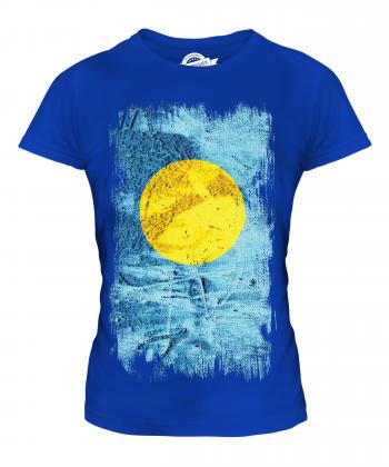 PALAU GRUNGE FLAG LADIES T-SHIRT TEE TOP BELAU FOOTBALL PALAUAN GIFT ...