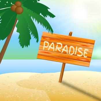 Paradise Vacation Shows Idyllic Beaches 3d Illustration