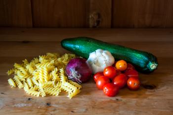 Pasta and fresh vegetables