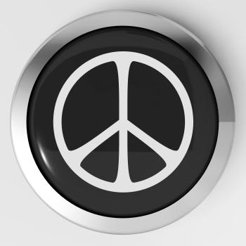 Peace Sign Button Shows Love Not War