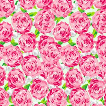 Pearl Roses Seamless Pattern