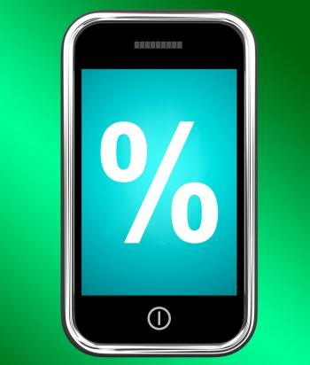 Percent Sign On Phone Shows Percentage Discount Or Investment
