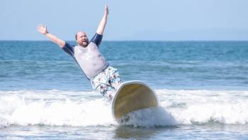 Fat Man Learning to Surf - Happiness is Surfing in Costa Rica - YouTube