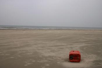 Petrol tank on a beach