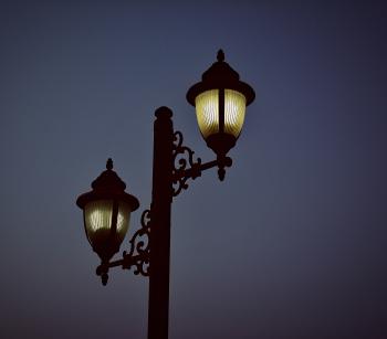 Photography of Black Metal Post Lamp During Night Time