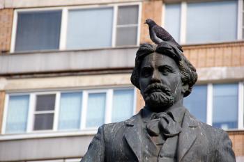 pigeon on statue