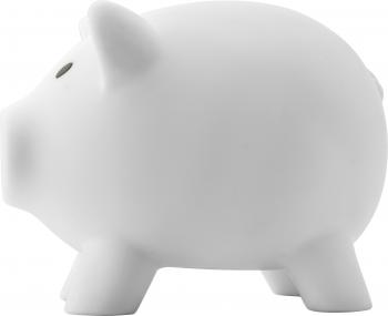 Plastic piggy bank, White (Imitation leather / textile / plastic ...