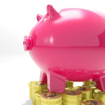 Piggybank On Coins Showing Monetary Increase