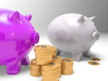 Piggybanks And Coins Shows European Profits