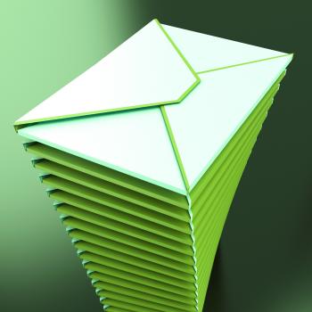 Piled Envelopes Shows Electronic Mailbox Internet Communication