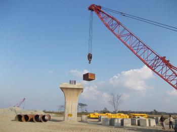 Pillar at construction site