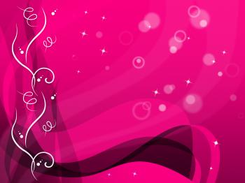 Pink Floral Background Shows Flower Pattern And Bubbles