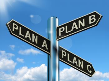 Plan A B or C Choice Showing Strategy Change Or Dilemma