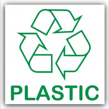 1 x Plastic Recycling Bin Adhesive Sticker-Recycle Logo Sign ...