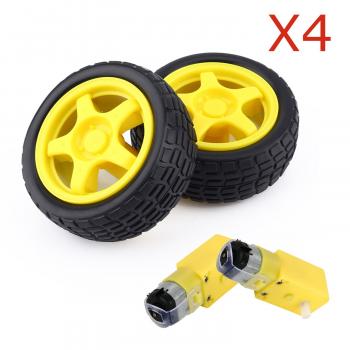 Amazon.com: 4 Pcs Arduino Plastic Tire Wheel with DC 3V 5V 6v Gear ...