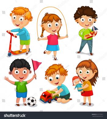 Kids Playing Toys Boys Riding Scooter เวกเตอร์สต็อก 419179321 ...