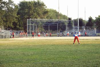Playing baseball