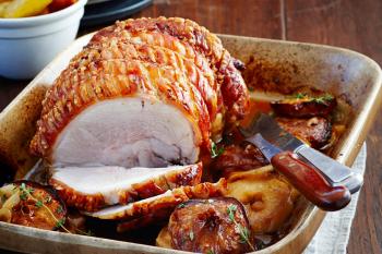 Roast pork with caramelised apples & onion