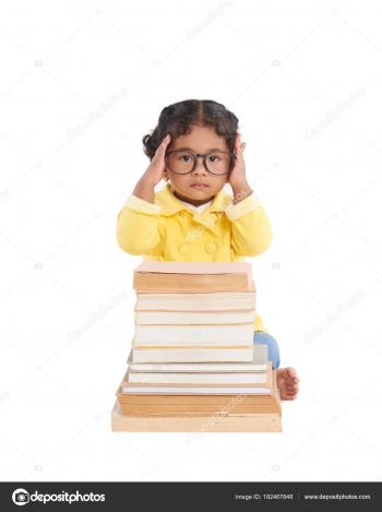 Smart Toddler Adjusting Eyeglasses Posing Photography While Sitting ...