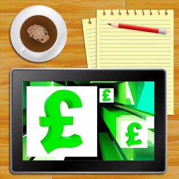 Pound Symbol On Cubes Shows Britain Currency Tablet