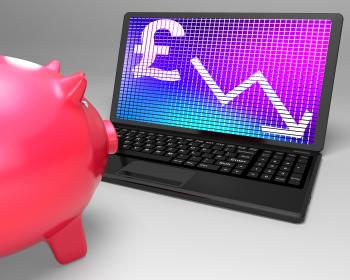 Pound Symbol On Laptop Shows Britain Finances