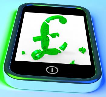 Pound Symbol On Smartphone Shows United Kingdom Finances
