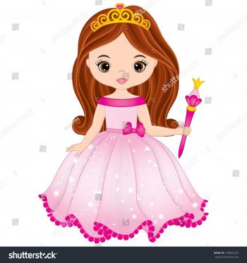 Vector beautiful princess in pink dress holding magic wand. Vector ...