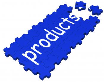 Products Puzzle Shows Shopping Or Merchandise