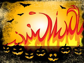 Pumpkin Halloween Represents Trick Or Treat And Blaze