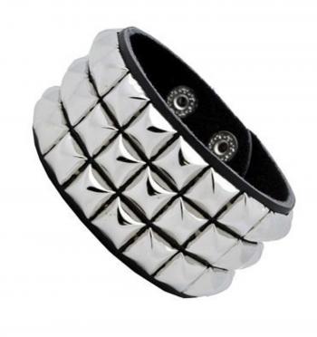 Leather Silver Stud Wristband 80s Gothic Punk Glam Emo by 2 Brothers ...