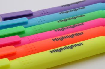 Purple Blue Green Pink Orange and Yellow Highlighter