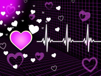 Purple Heart Background Means Organ Blood And Grid