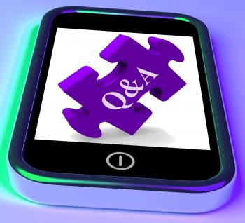 Qa puzzle on mobile phone shows questions and answers