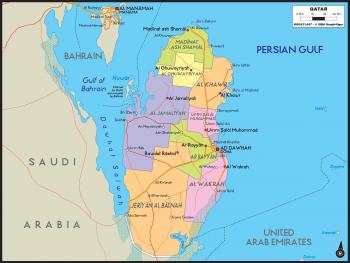 Qatar Political Wall Map - Maps.com