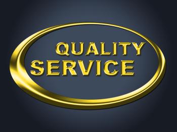 Quality Service Sign Represents Help Desk And Advice