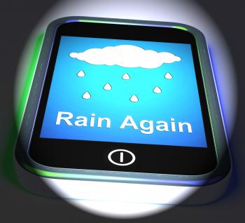 Rain Again On Phone Displays Wet Miserable Weather