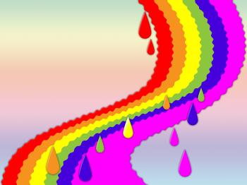 Rainbow Background Shows Dripping Art And Colorful