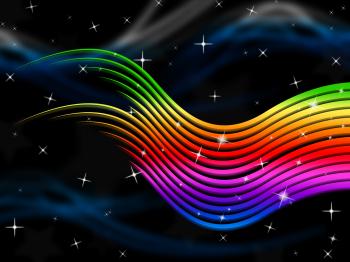 Rainbow Stripes Background Shows Multi-Colored Lines And Stars