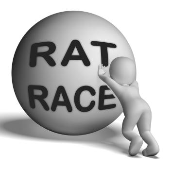 Rat Race Uphill Character Shows Hectic Work Competition