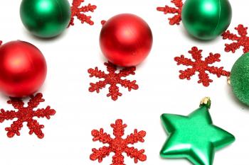 Red and green Christmas ornaments