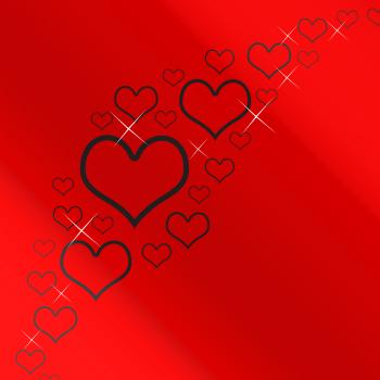 Red And Silver Hearts Background With Copyspace Showing Love Romance A