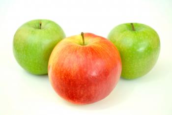 Red Apple With Two Green Apples