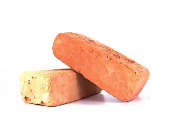 Red brick on a white background