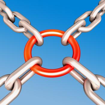 Red Chain Link Shows Strength Security