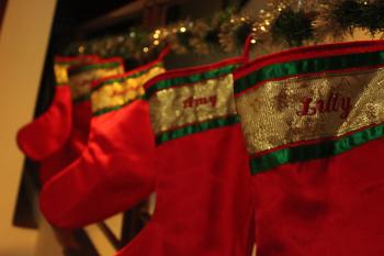 Red Christmas stockings hanging
