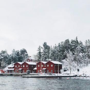 Red Concrete Houses Surrounded With Snow