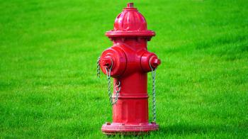 Red Fire Hydrant on Green Grass Field