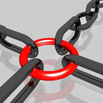 Red Link Chain Shows Teamwork, Connected
