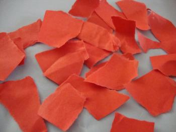 Red paper snippets
