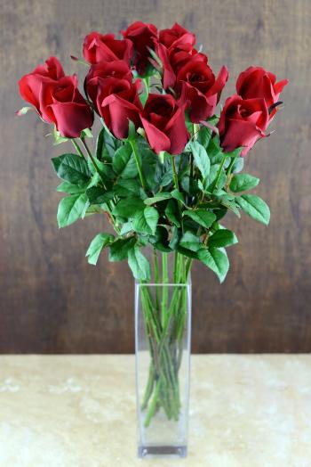 Dozen Long Stem Red Roses, Artificial Roses
